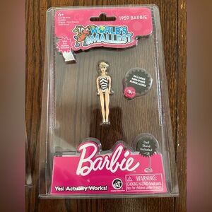 World's Smallest BARBIE DOLL (Classic 1959 Style Barbie) Black/White Swim Suit